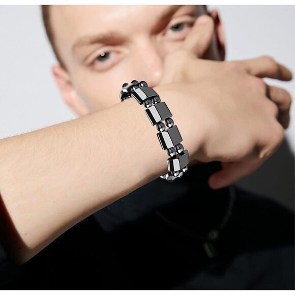 Chic 8 Pcs Hematite Bead Bracelets - Stylish Jewelry Gift for All Occasions - Picture 4 of 7